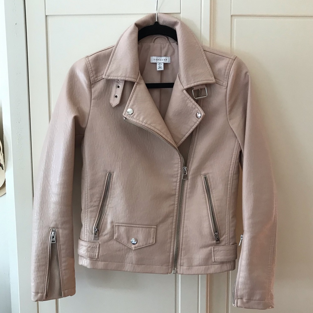 TOPSHOP Baby Pink PU Leather Jacket